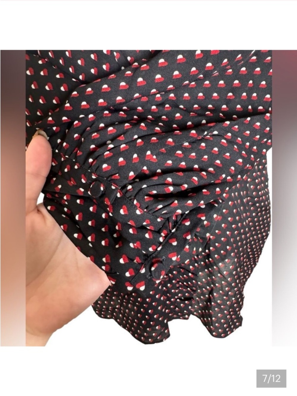 FRAME 100% Silk Black Heart Print Grace Blouse: comfortable & polished! - Picture 5 of 9